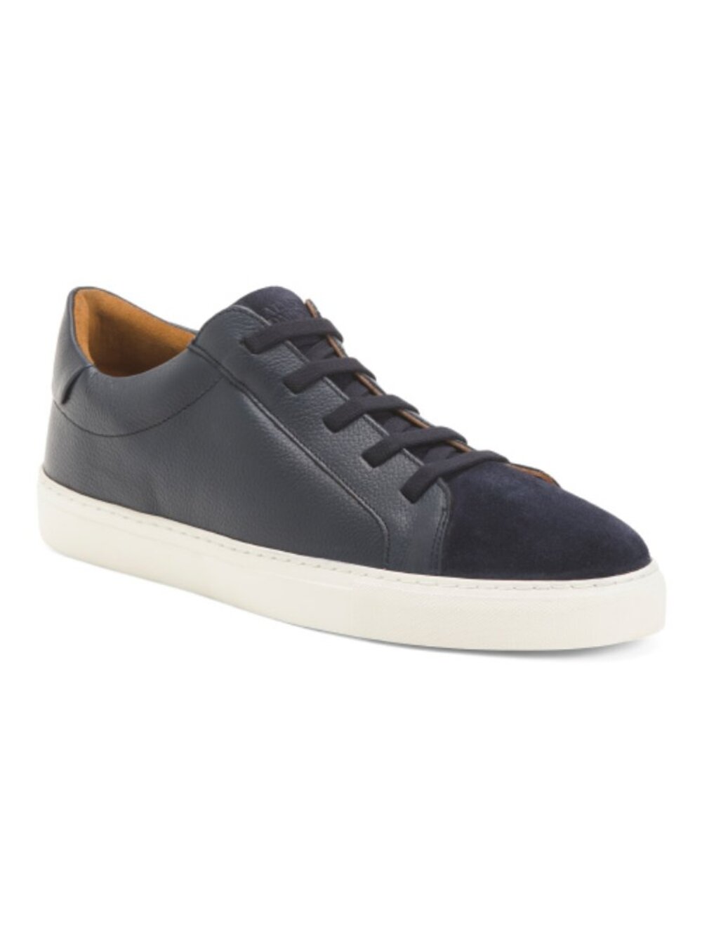 ALLEN EDMONDS Men's Navy Leather Fisher Sport Casual Sneakers with Brand Logo